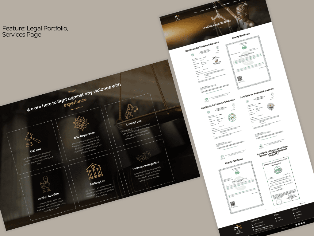Legal portfolio & Services page