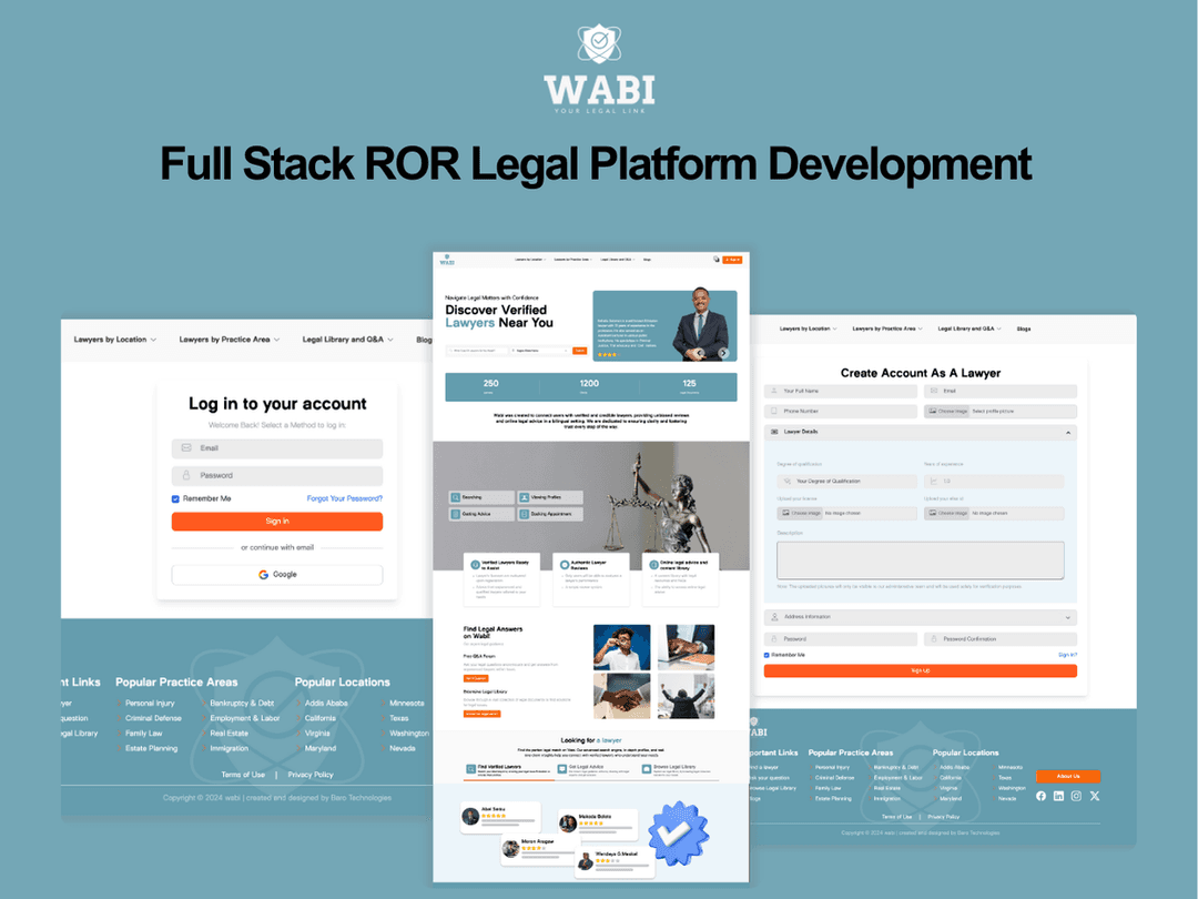 Full Stack ROR Legal Platform Development